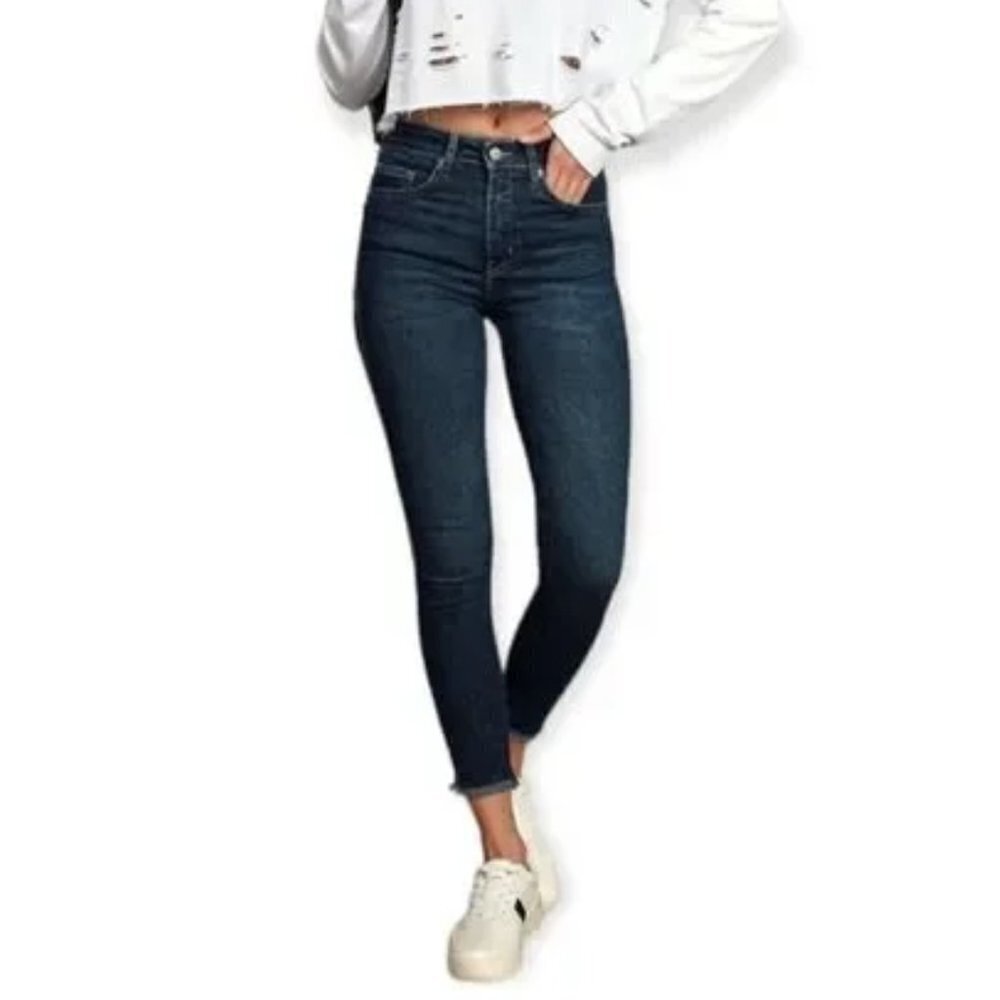 NWT We The Free / Free People Raw Hem High Rise Jeggings in Deep Indigo Wash
